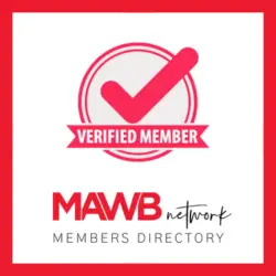 Professional organizer in Toronto A logo featuring a checkmark inside a circular design labeled 'VERIFIED MEMBER' above 'MAWB network' and 'MEMBERS DIRECTORY' in bold red and black text on a white background. offering professional organization services for homes and offices.